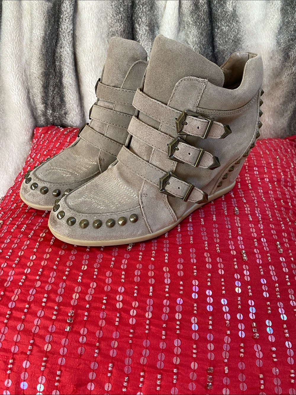 Ash Suede Leather Limited Edition Metal Studded Boots NWOT - Picture 2 of 16